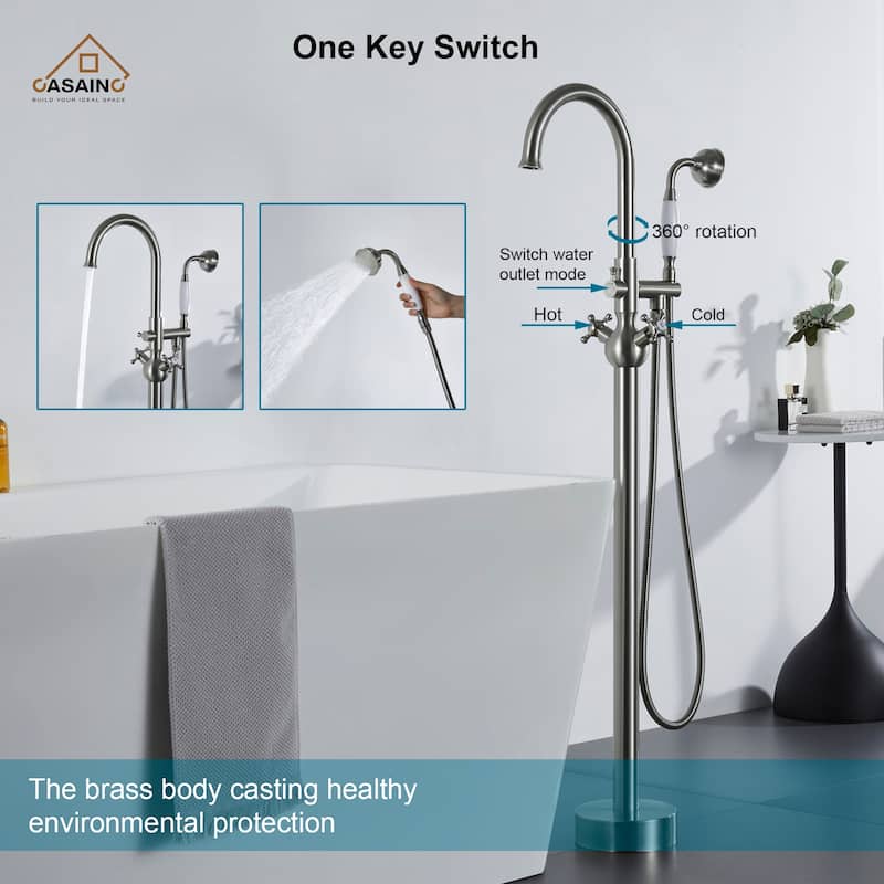Freestanding 2-Handles Bathtub Faucet with Hand Shower