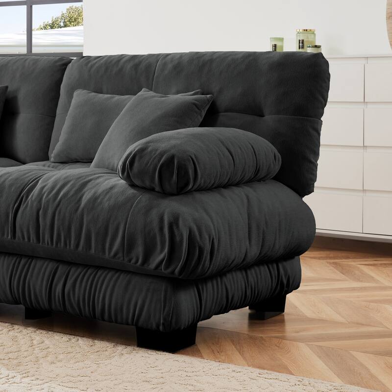 Modular L-Shaped 4-Seater Sectional Sofa Free Combination Cloud Sofa with Convertible Ottomans for Living Room