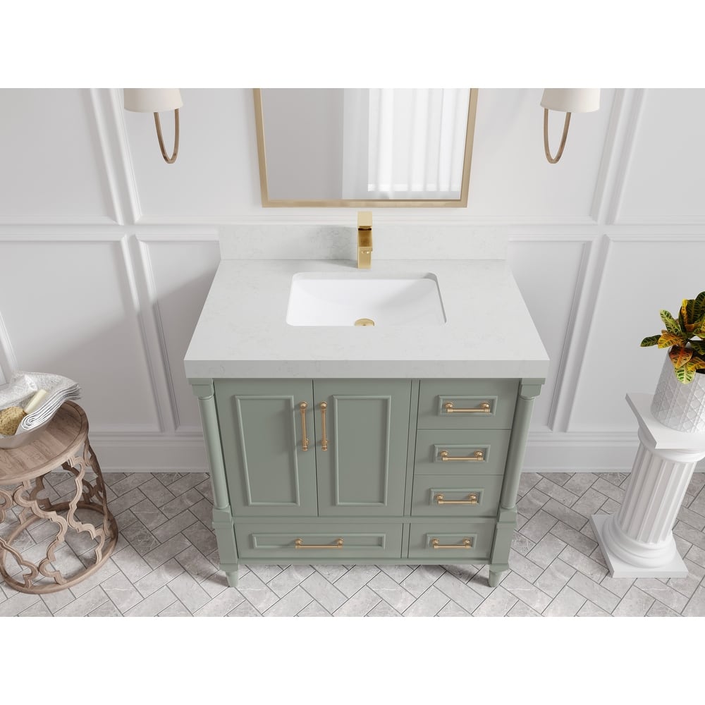 Willow Collections 36 in. W x 22 in. D Aberdeen Center Sink Left Bathroom Vanity with Countertop