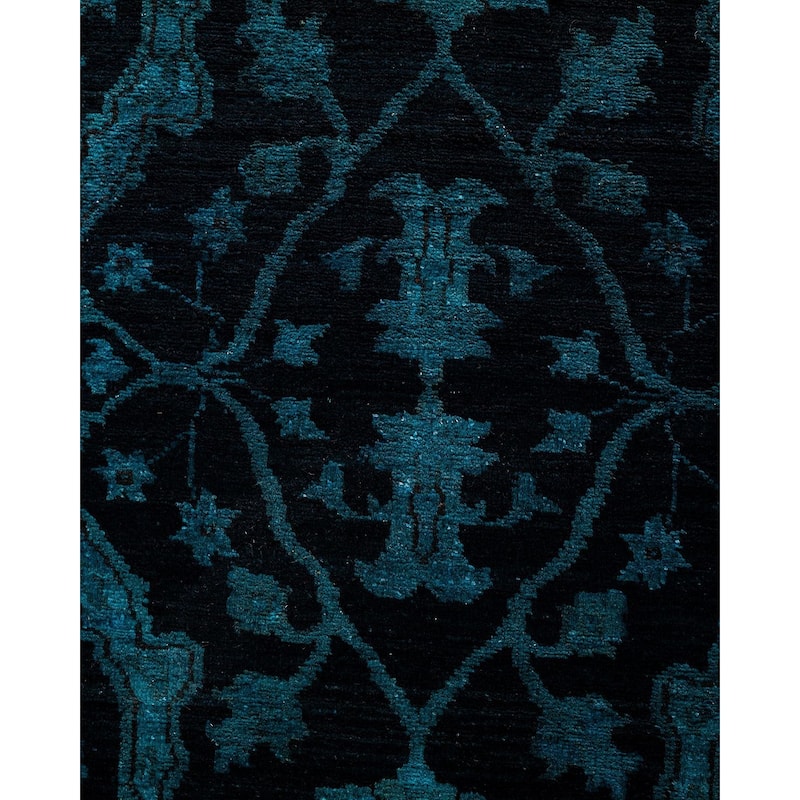 Vibrance, One-of-a-Kind Handmade Runner Rug - Black, 3' 1" x 17' 9" - 3' 1" x 17' 9"