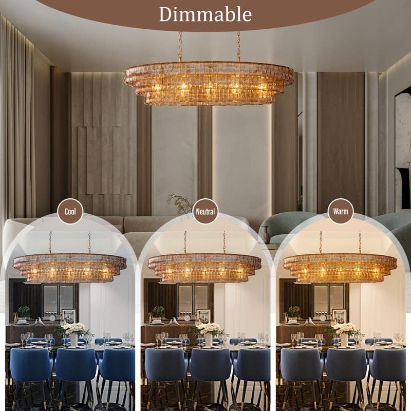 KAYLA 36 in. 6-Lights Gold Crystal Drum Chandelier