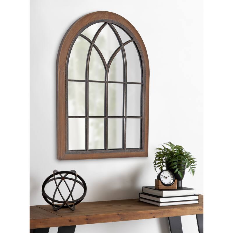Kate and Laurel Nola Framed Windowpane Arch Mirror