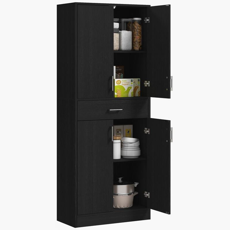 Kitchen Pantry Cabinet with Drawer and Adjustable Shelf