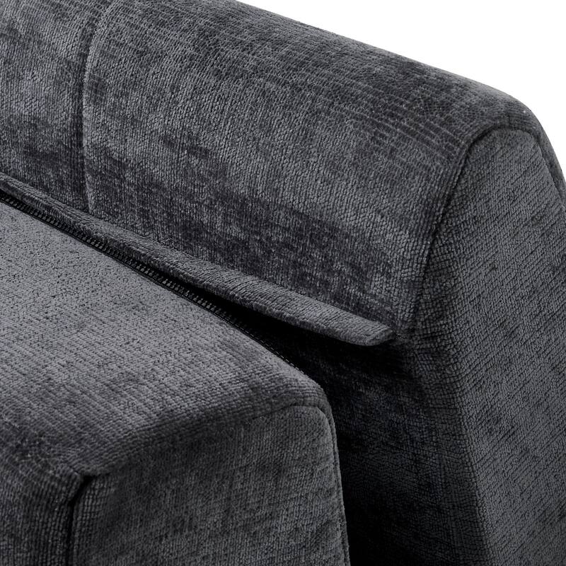 119.3" Curved L-Shaped Chenille Sectional Sofa, No Assembly Required