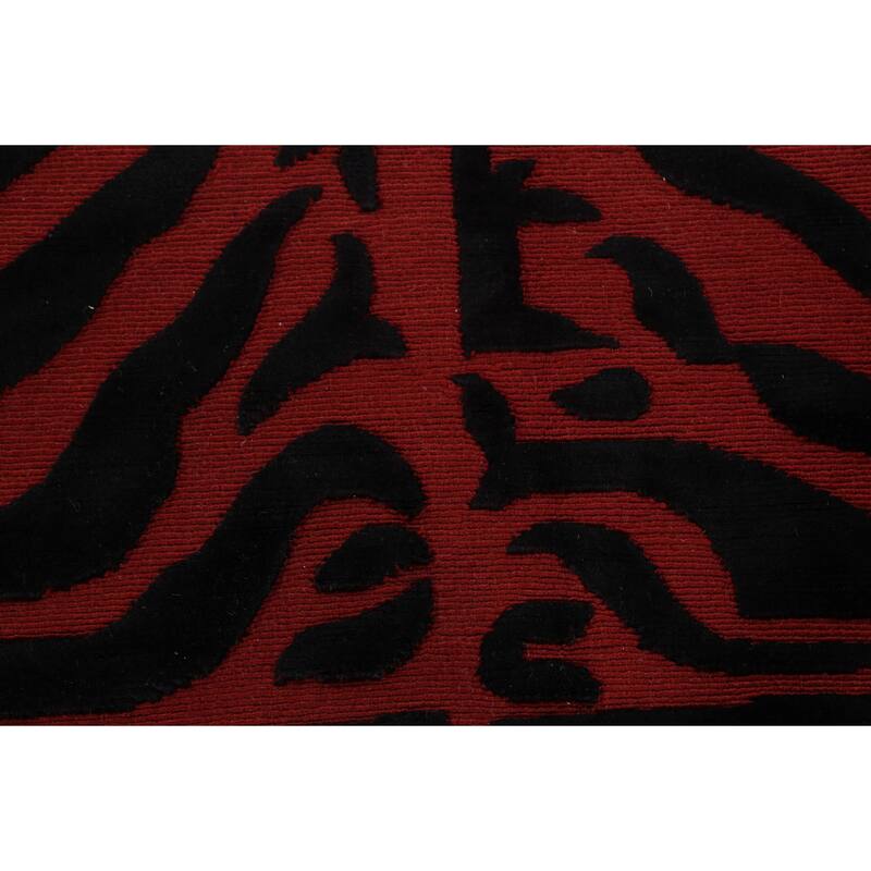 Vegetable Dye Animal Print Nepalese Area Rug Hand-knotted Wool Carpet - 10'1" x 12'0"