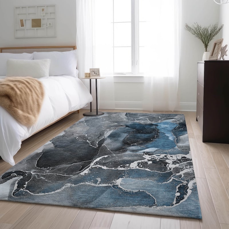 Premium Washable Super Soft Abstract Contemporary Mayfield Rug - Blue - 8' x 10' - Rectangle