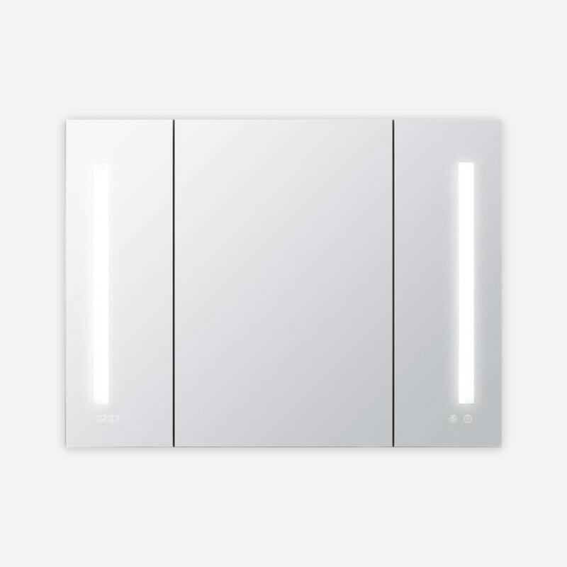 AQUADOM Signature Royale 36W LED Medicine Cabinet Defogger, 3X LED Vertically Adjustable Magnifying Mirror, Electrical Outlets - Grey - 36"x30"x5" - Brushed