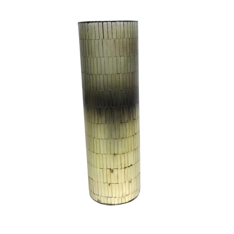 Lg. Glass Mosaic Vase Silver Finish- A - A