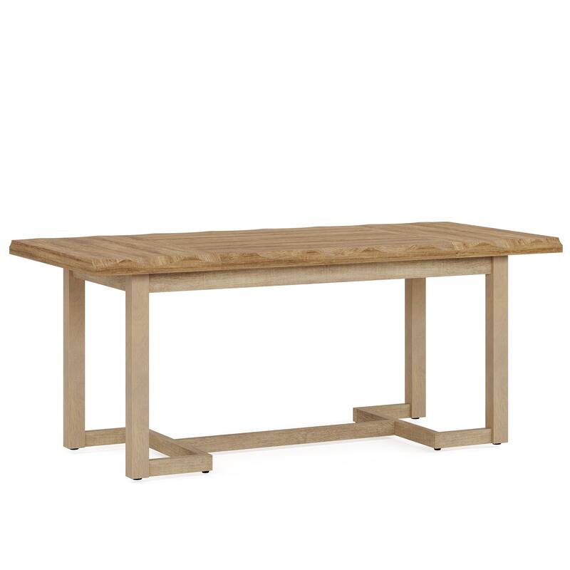 Rectangular Wood Dining Table with Solid Wood Legs, Kitchen Table for Dining/Living Room