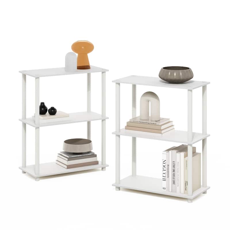 3 Tiers Wood Household Shelving Unit in White (23.6 in. W x 29.6 in. H x 11.6 in. D), Set of 2 - 23.6