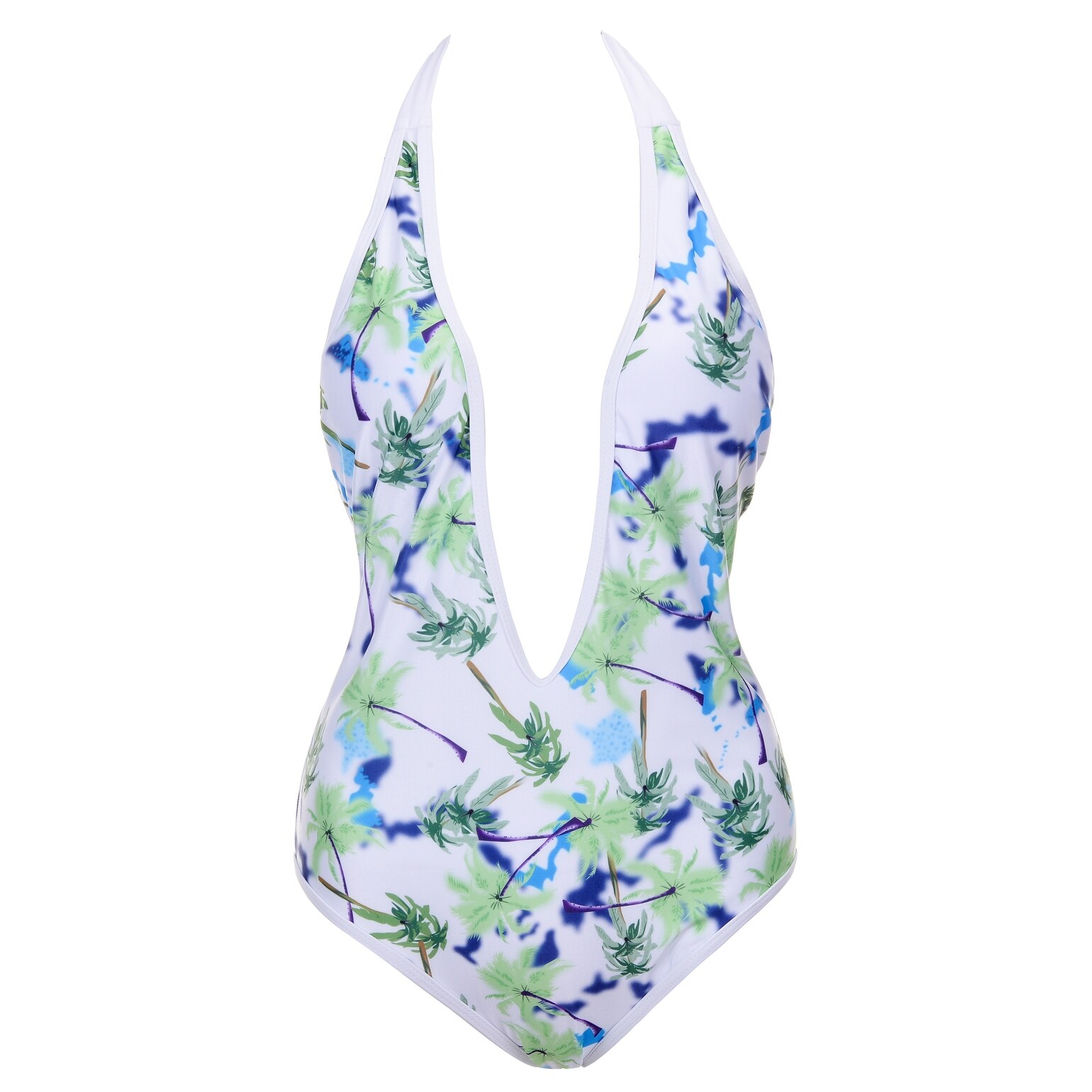 Shop Qzunique Women S Floral Print Deep Plunge High Waist One