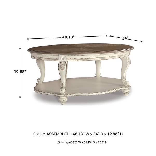 Signature Design by Ashley Realyn Oval Cocktail Table - 48.13" W x 34" D x 19.88" H