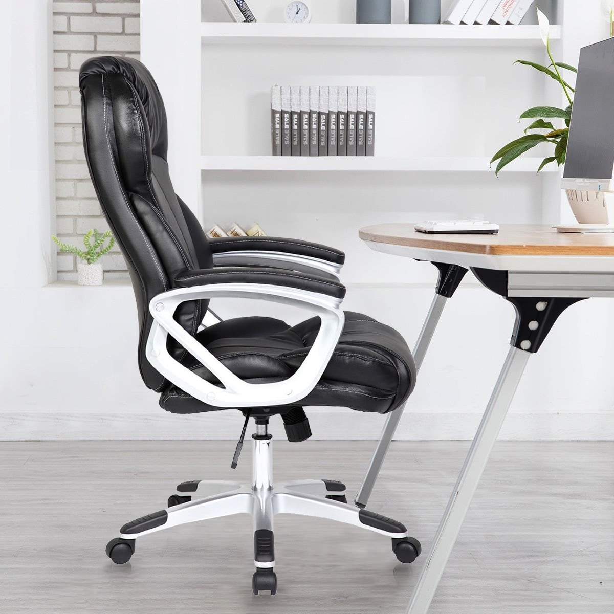Ergonomic High Back Executive Office Chair, Conference Room Rolling Armchair with Tilt and Lumbar Support