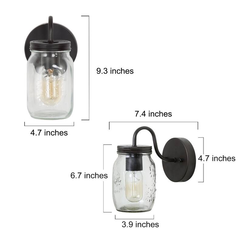 Farmhouse 1-Light Wall Sconce Glass Shade Bathroom Vanity Lights