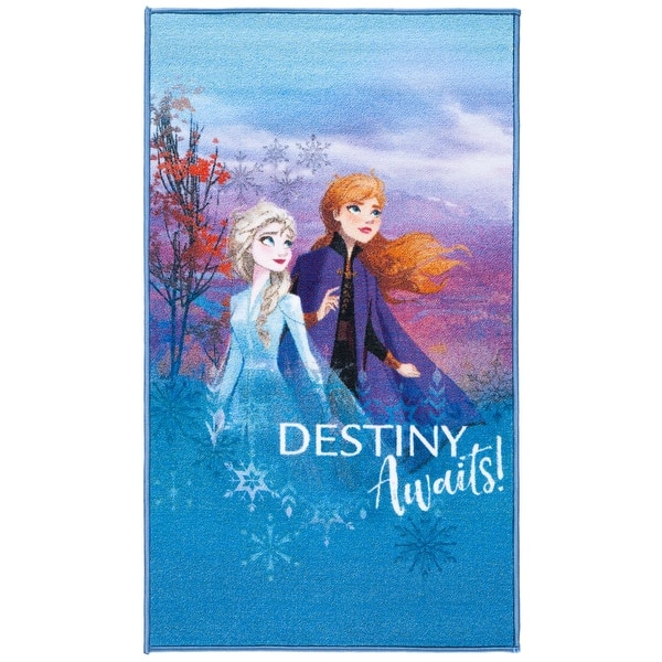 slide 2 of 9, SAFAVIEH Machine Washable Slip Resistant Collection Inspired By Disney's Animated Film Frozen 2 - Believe 2' 3" x 3' 9" - Blue/Violet