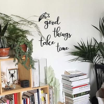Good Things Take Time Metal Wall Art - Motivational Quote Decor for Home, Office