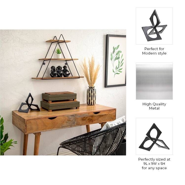 Modern Geometric Metal Abstract Interlocking Square Sculpture
