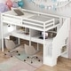 preview thumbnail 2 of 36, Modern Twin Size Loft Bed Frame with Storage Staircase and Double Desks and Shelves