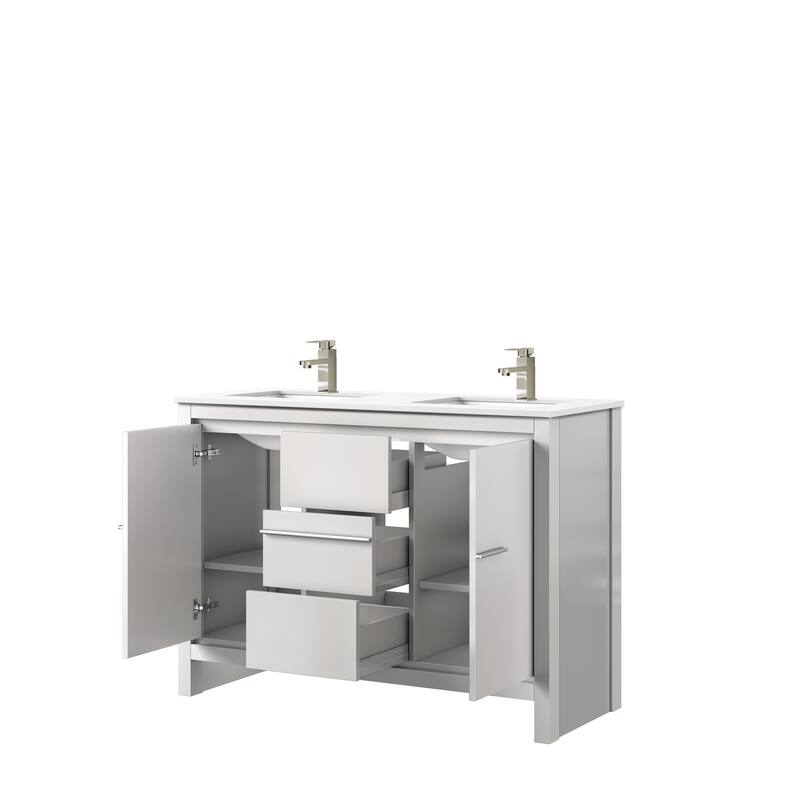 Lafarre Bath Vanity Cultured Marble Top, Sink and Brushed Nickel Faucet
