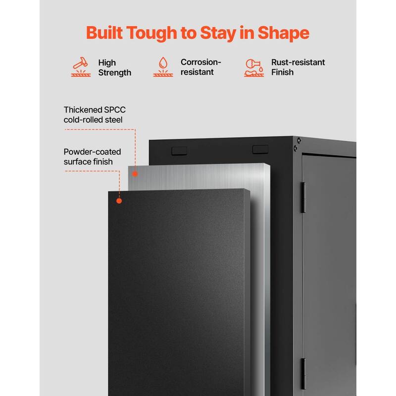 30 Inch Matte Black Metal Wall Storage Cabinet with Adjustable Shelves and Lockable Doors - 30” x 12.01” x 30”