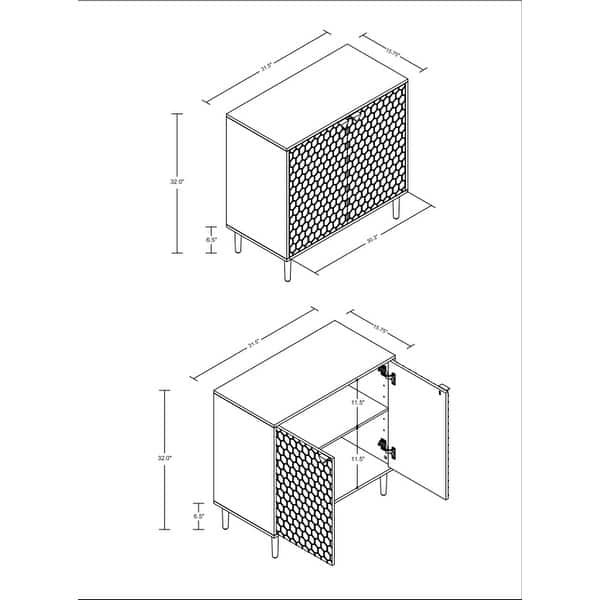 GZMR Hexagonal Pattern 2-door Storage Cabinet Buffet Cabinet Sideboard