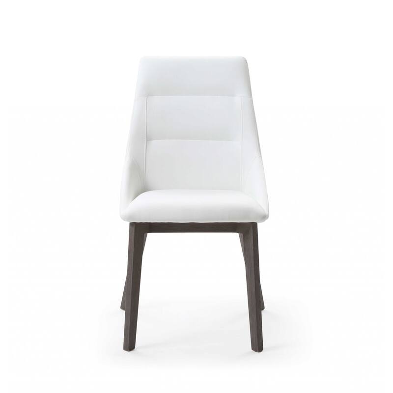 HomeRoots Set of Two White And Gray Upholstered Faux Leather Dining Side Chairs