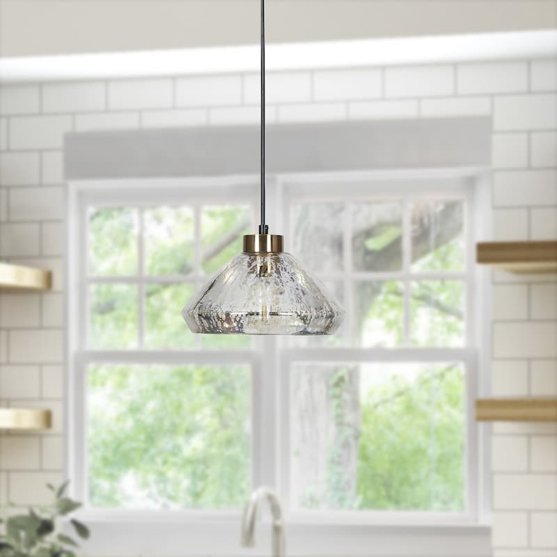 Flyn Modern 1-Light Textured Glass Pendant Light for Kitchen Island