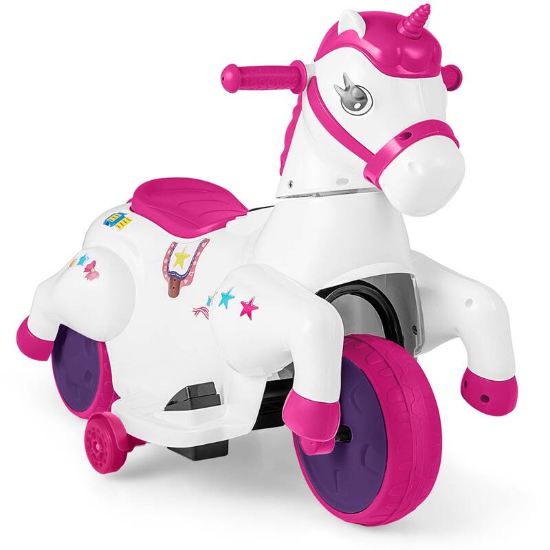 Costway 12V Kids Ride on Unicorn Toy with Training Wheels Music - See Details
