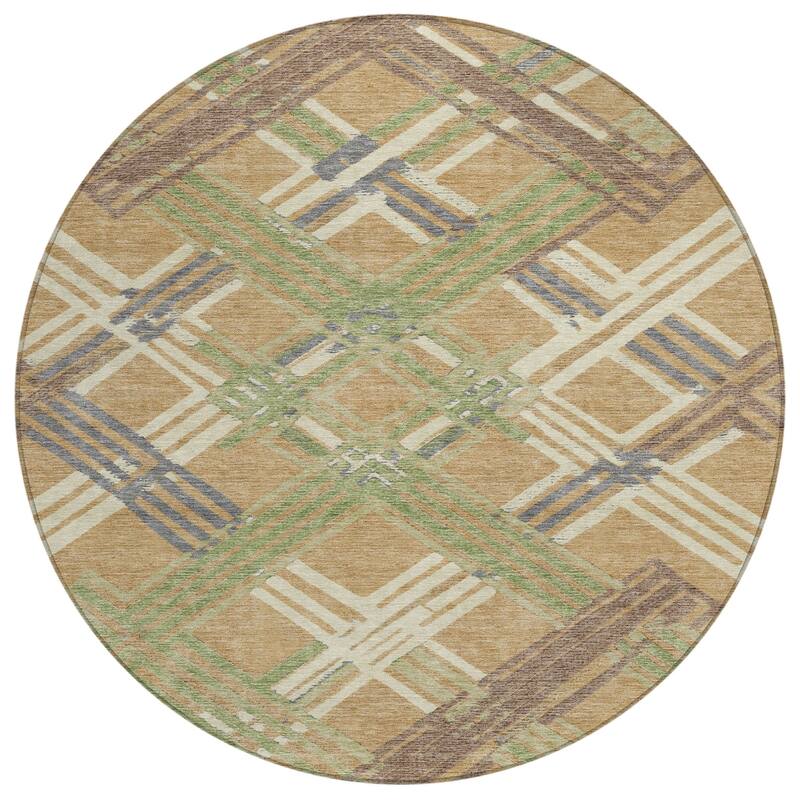 Machine Washable Indoor/ Outdoor Modern Trellis Chantille Rug