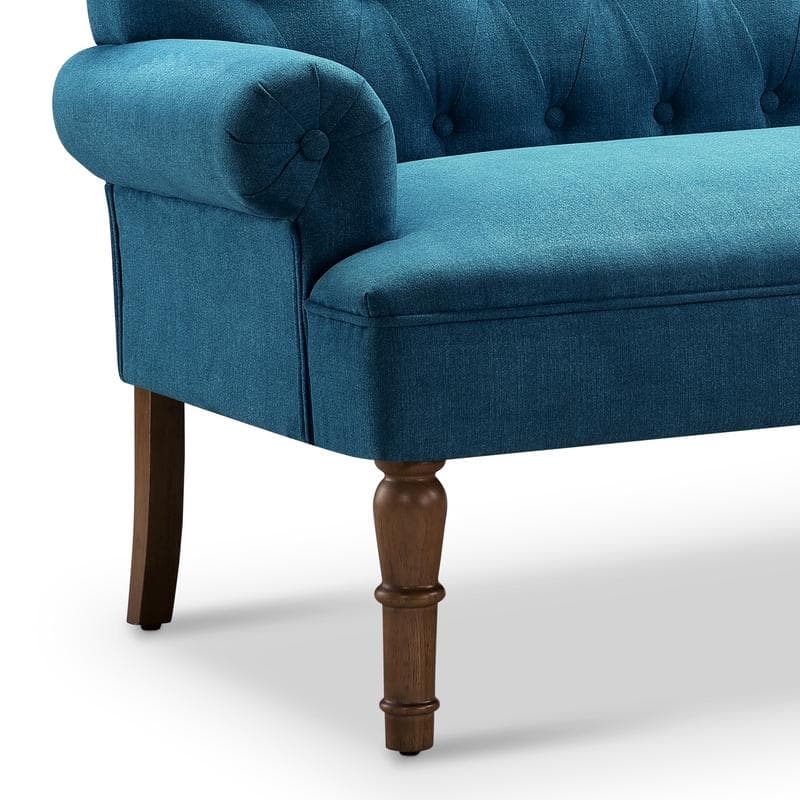 Moser Bay Arete Upholstered Tufted Settee Chesterfield Style Loveseat, Velvet or Linen