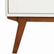 2 Drawer Wooden Nightstand with Angled Legs, White and Brown
