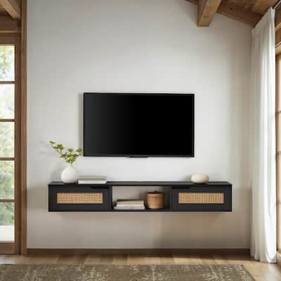 Middlebrook Scandi Faux Rattan-Door Floating TV Stand