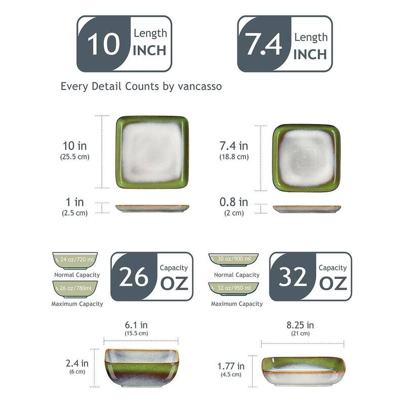 vancasso Stern Reactive Glaze Stoneware Dinnerware Set, Service for 4