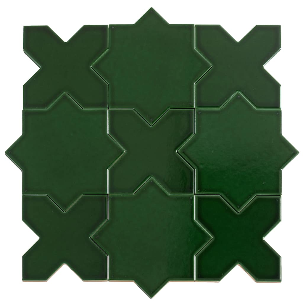 Siena 5" Star with Cross Glossy Ceramic Wall and Floor Tile (10.76 sq ft/case) - 54 Pack