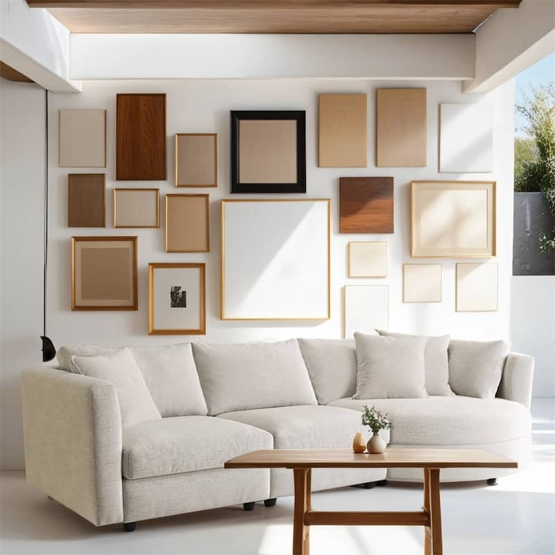 Three Indoor Cushioned Combination Sofas w/ 3 Pillows and Curved Seat
