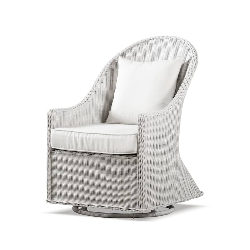 Furniture of America Plato Modern White Wicker Patio Swivel Chair