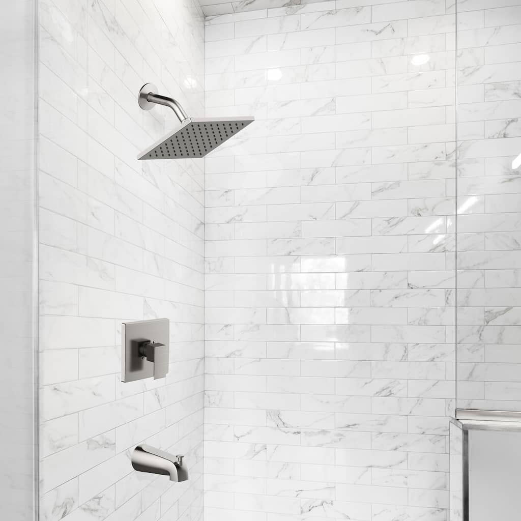 Design House 594424 Karsen II Modern Bath and Shower Trim with Valve Satin Nickel