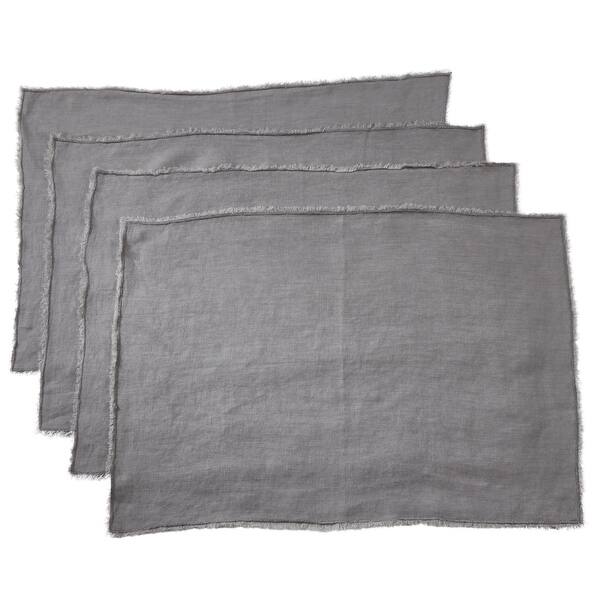 Set of 6 Linen Napkins Gray Cloth Serviette Napkins Linen Napkins Gray linen napkins with fringes