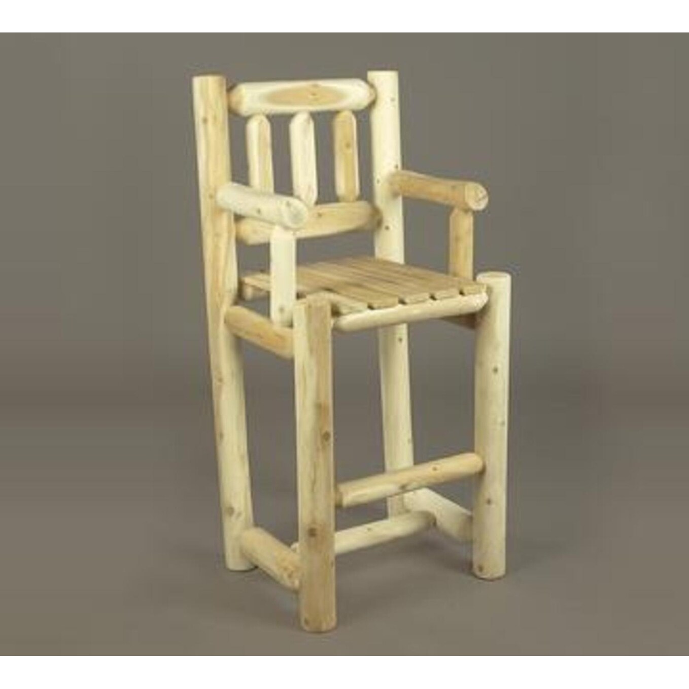 Shop 48 Natural Cedar Log Style Indoor Wooden Bar Stool With Arm Rests And Back On Sale Overstock 16608554