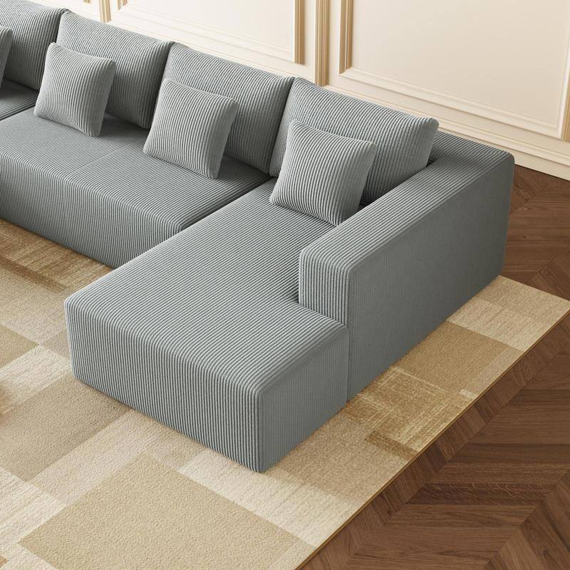 Corduroy U Shaped Sectional Sofa, Reversible, Spacious, Plush Cushions