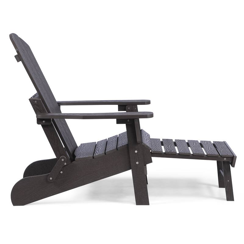 Hurley Folding Poly Plastic Adirondack Chair with Pull-out Ottoman