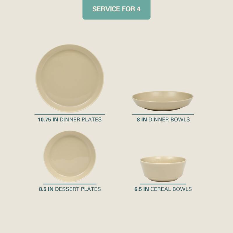 Gibson Home Summer Shades 16 Piece Plates and Bowls Dishes Service for 4 Stoneware Dinnerware Set