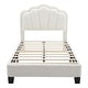 preview thumbnail 37 of 53, Twin/Full Size Upholstered Bed Frame, Flower-Shape Headboard with LED Light Strip, Sherpa Fabric Platform Bed