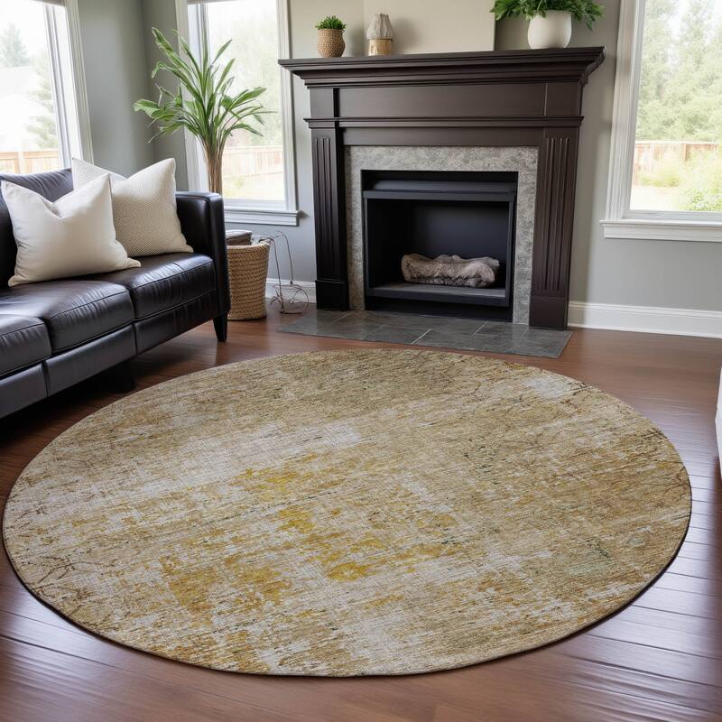 Premium Washable Super Soft Vintage Geometric Mayfield Rug - Gold - 8' x 8'