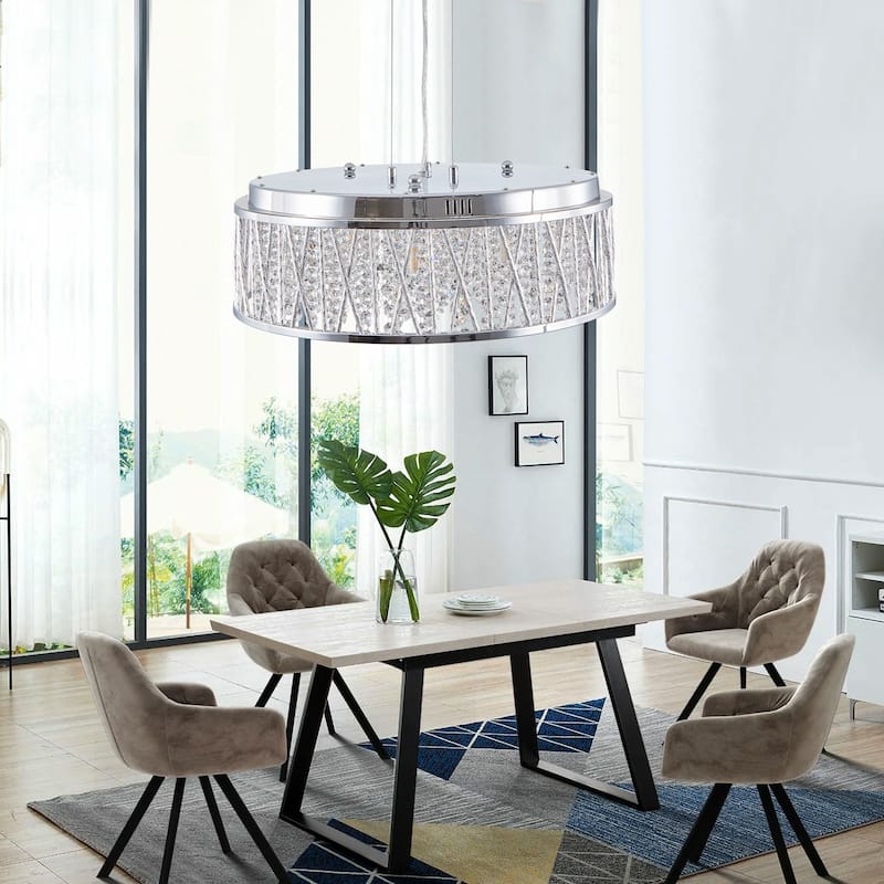 Crystal Chandelier 18.9 Inches Aluminum+Iron Round Ceiling Light Flush Mount Ceiling Light Fixture