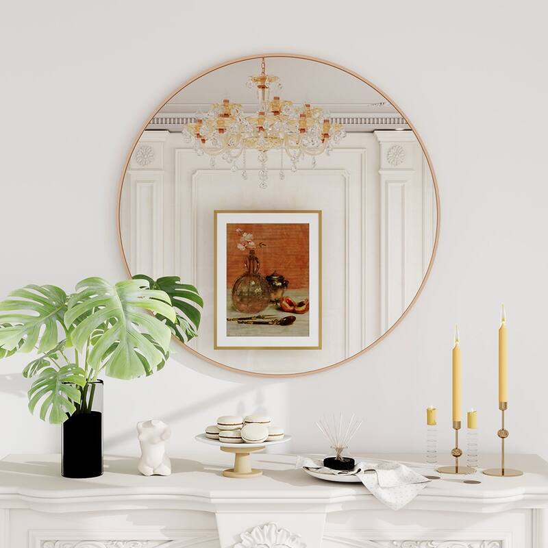 Maypex Aluminium Framed Circular Wall Mirror - Gold - 36in
