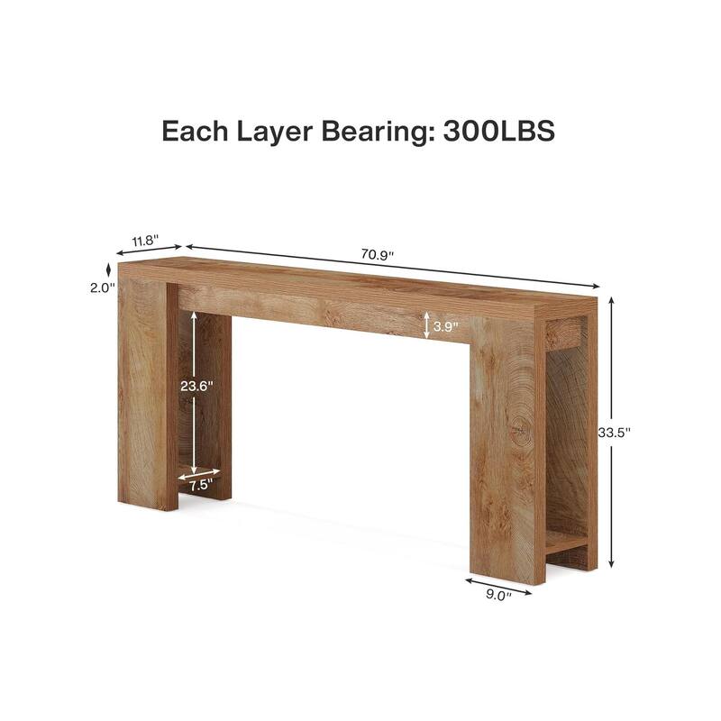 Rossetta Farmhouse Simple Slim Profile Wood-Grain Finish Entryway Table