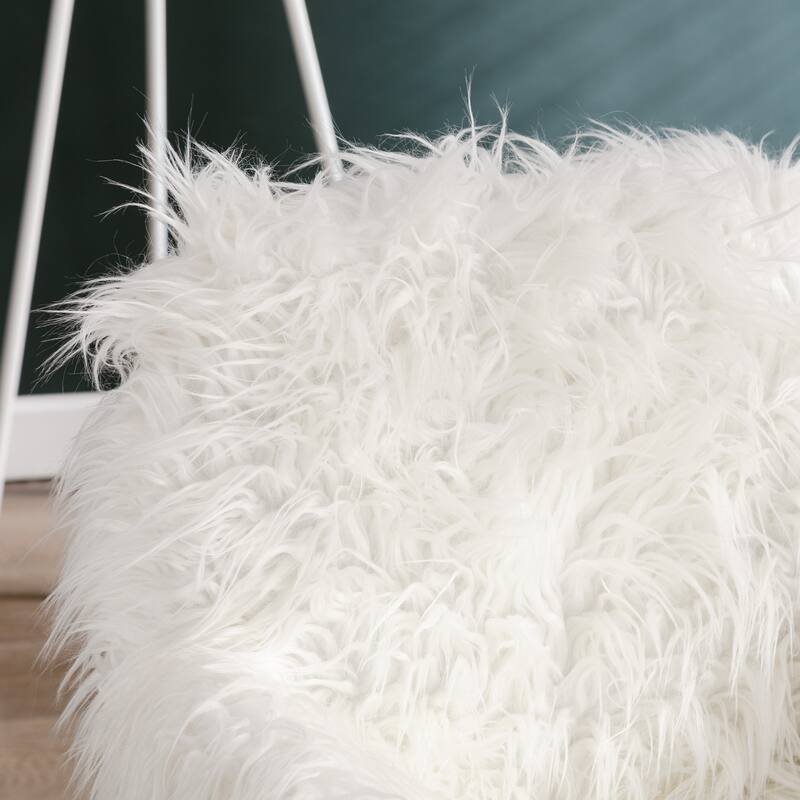 Faux Fur Office Chair for Vanity or Desk with Adjustable Height and Rolling Wheels