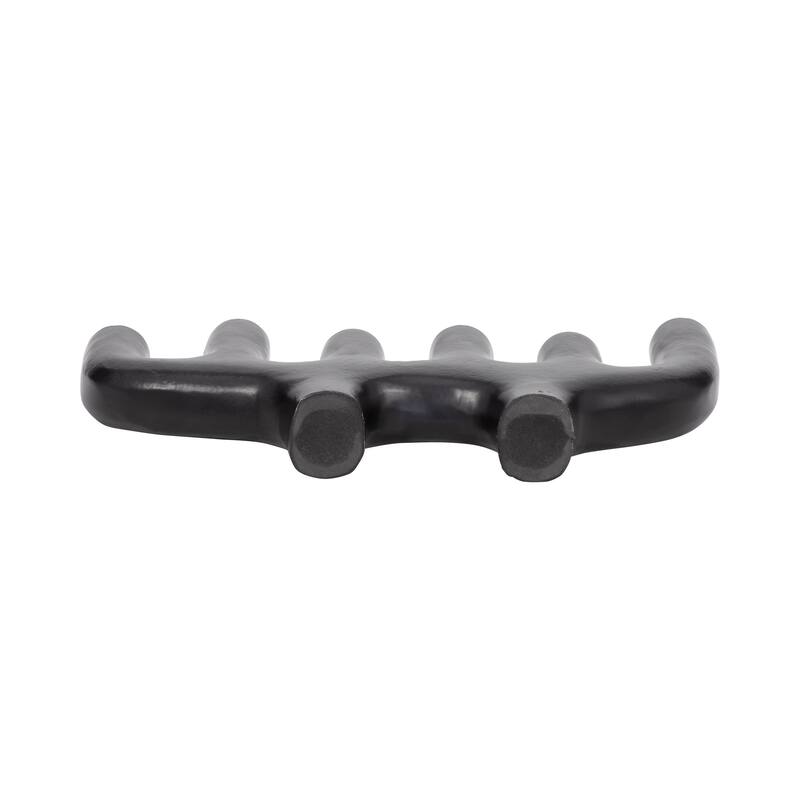 Sagebrook Home Aluminum and Suar Wood 13-Inch 6 Taper Candelabra Black - Elegant Candle Holders - 13" x 2" x 7"