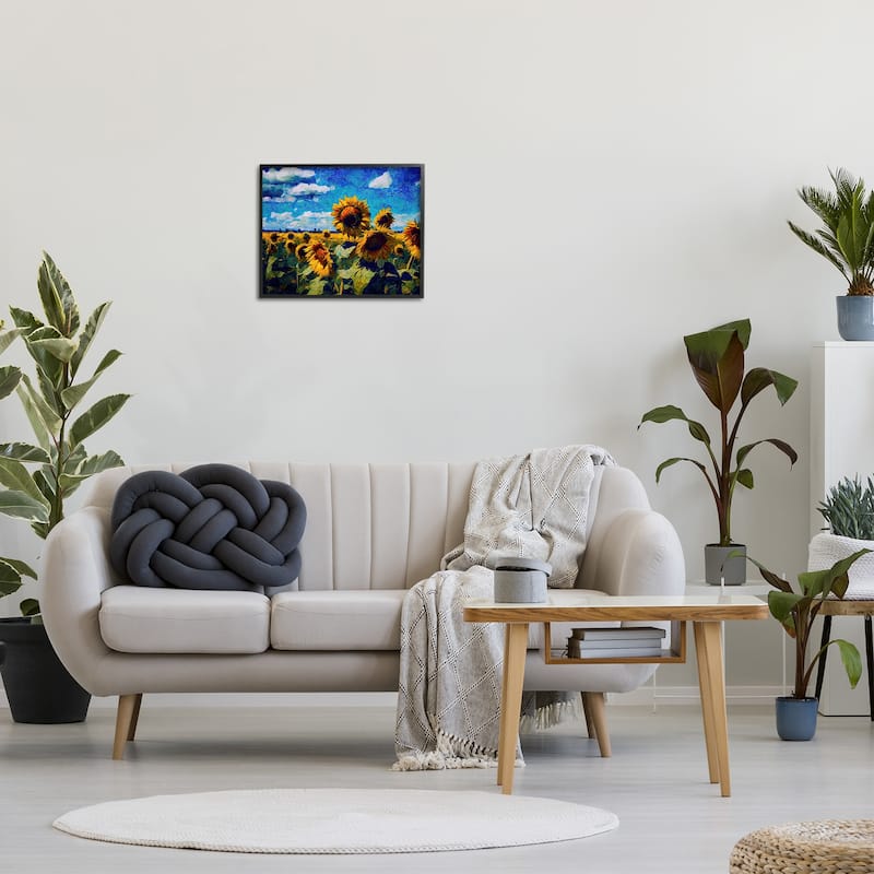 Stupell Sunflower Field & Clouds Framed Giclee Art Design By Gina Kelly